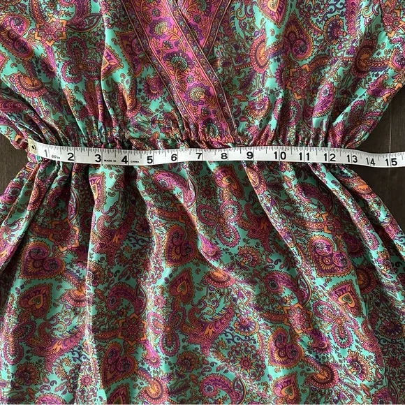 Zury Womens Dress Pink Floral Silk Ruffle Hi Low Cottage Peasant Boho One Size - Picture 5 of 8